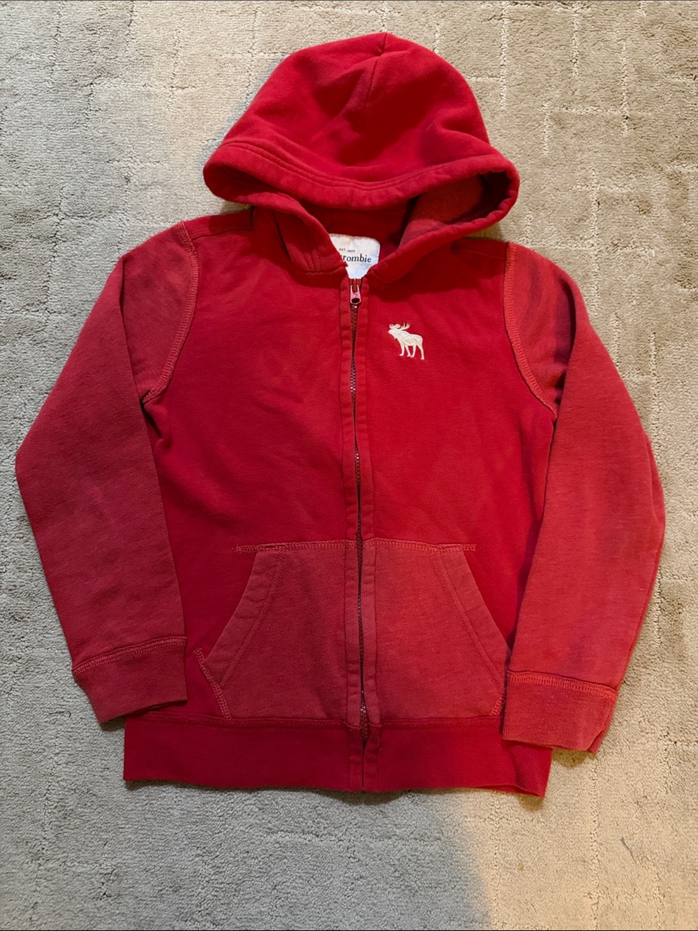 Abercrombie & Fitch Kids Red Full-Zip Hoodie with Logo